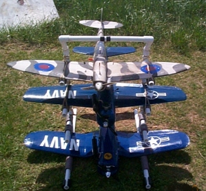 A three bird squadron typical of the combat ships flown at the 2000 Battle Over Winchester - picture by Shepherd